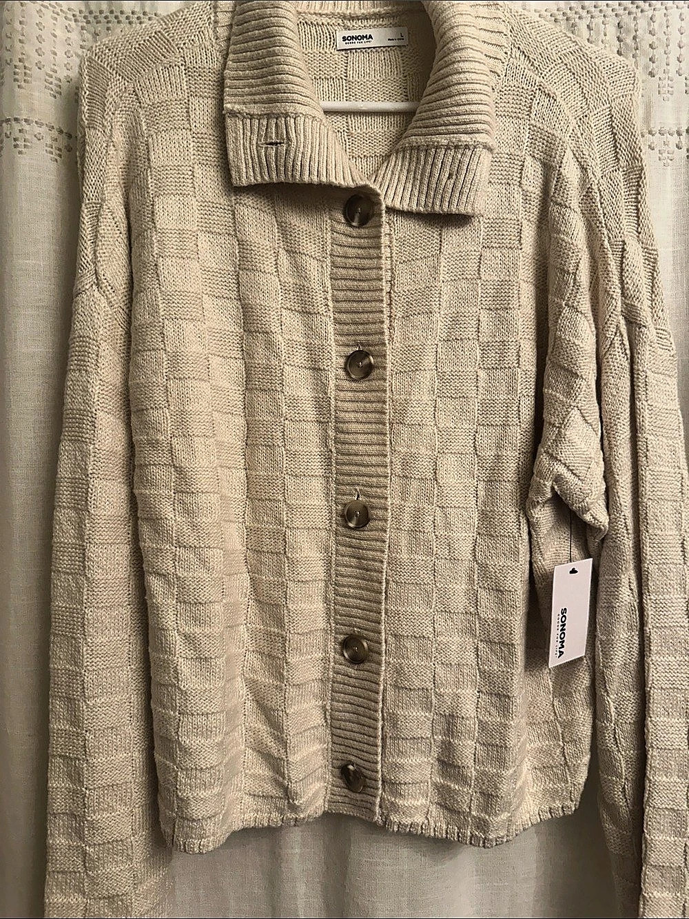 Sonoma Textured Cardigan in Cream Size Large NWT